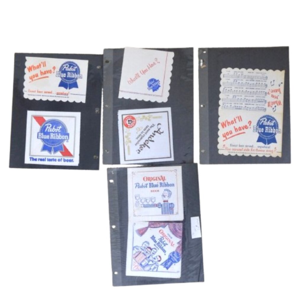 VINTAGE PABST BLUE RIBBON BREWERY BEER BAR NAPKINS LOT OF 11 BREWERIANA MEMO